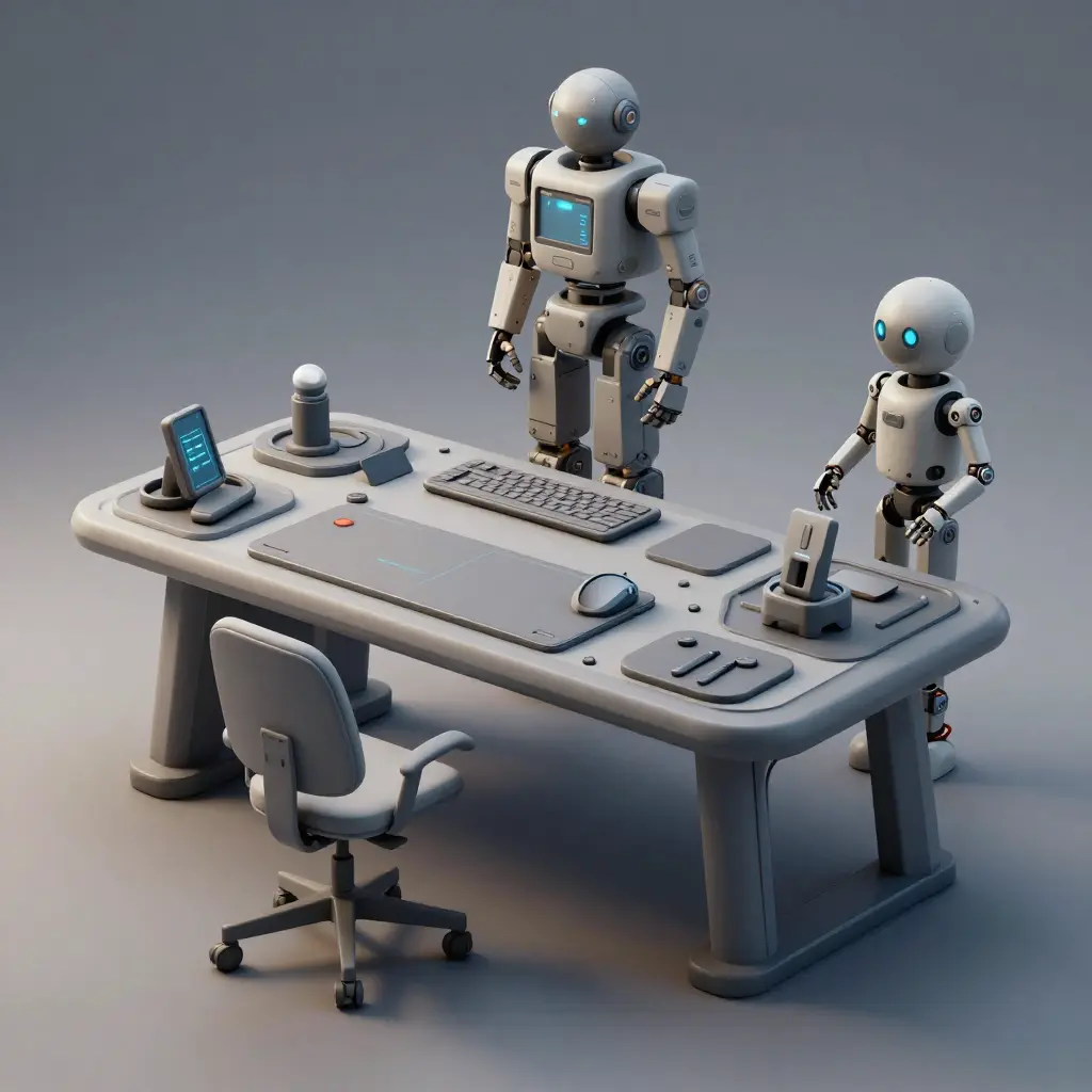 Futuristisk 3D-modelleringsarbetsplats